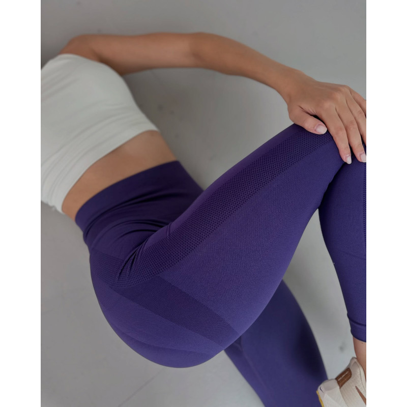 Лосины женские PUSH UP LUXE качество с утяжкой и высокой талией фиолетовые