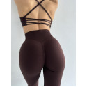 Лосины женские PUSH UP премиум качество с утяжкой и высокой талией коричневые