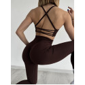 Лосины женские PUSH UP премиум качество с утяжкой и высокой талией коричневые