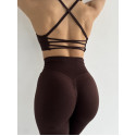 Лосины женские PUSH UP премиум качество с утяжкой и высокой талией коричневые
