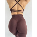 Лосины женские PUSH UP премиум качество с утяжкой и высокой талией коричневые