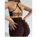 Лосины женские PUSH UP премиум качество с утяжкой и высокой талией коричневые