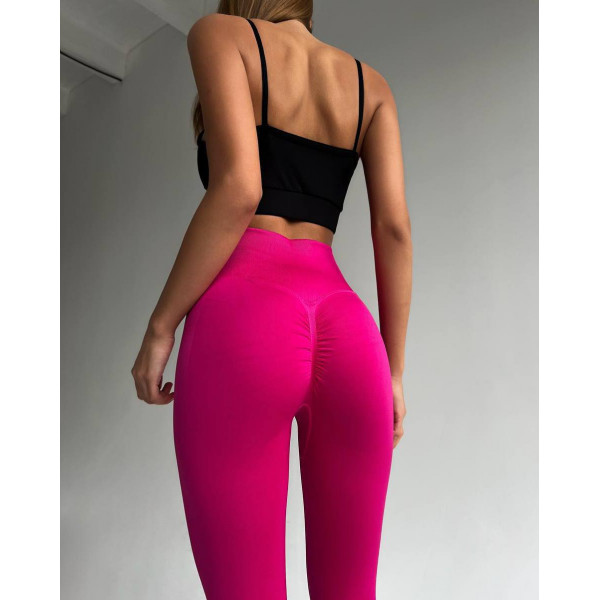 Лосины женские PUSH UP  с утяжкой и высокой талией малиновые