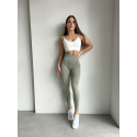 Лосины женские PUSH UP премиум качество с утяжкой и высокой талией оливковые